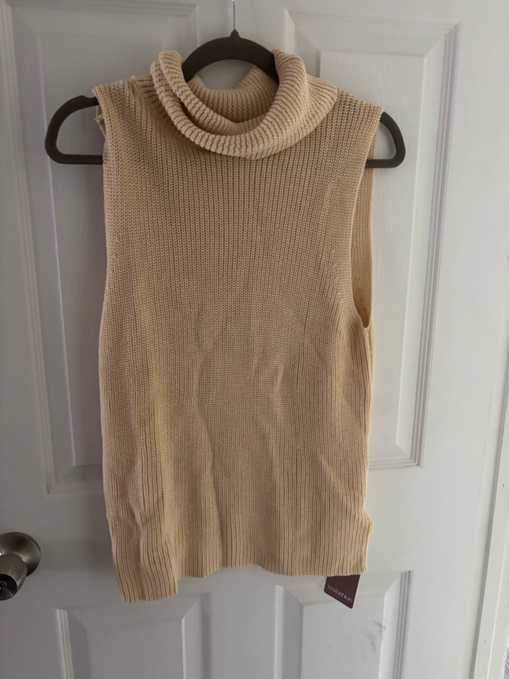 Sleeveless Cowl Neck Knit Sweater in Cream